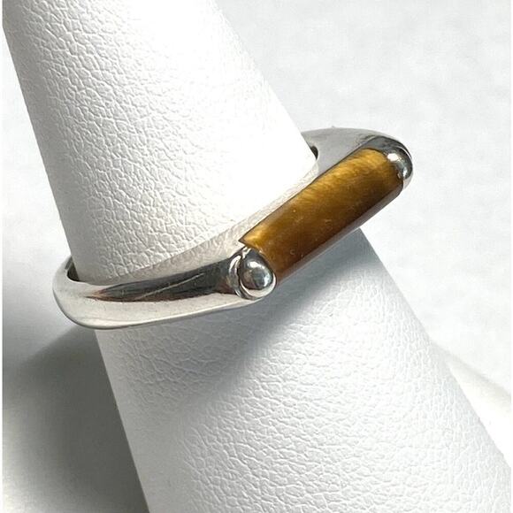 925 CPT TH Ring Tiger’s Eye Sterling Silver Size 8.75 Women 4.48g - Picture 2 of 16